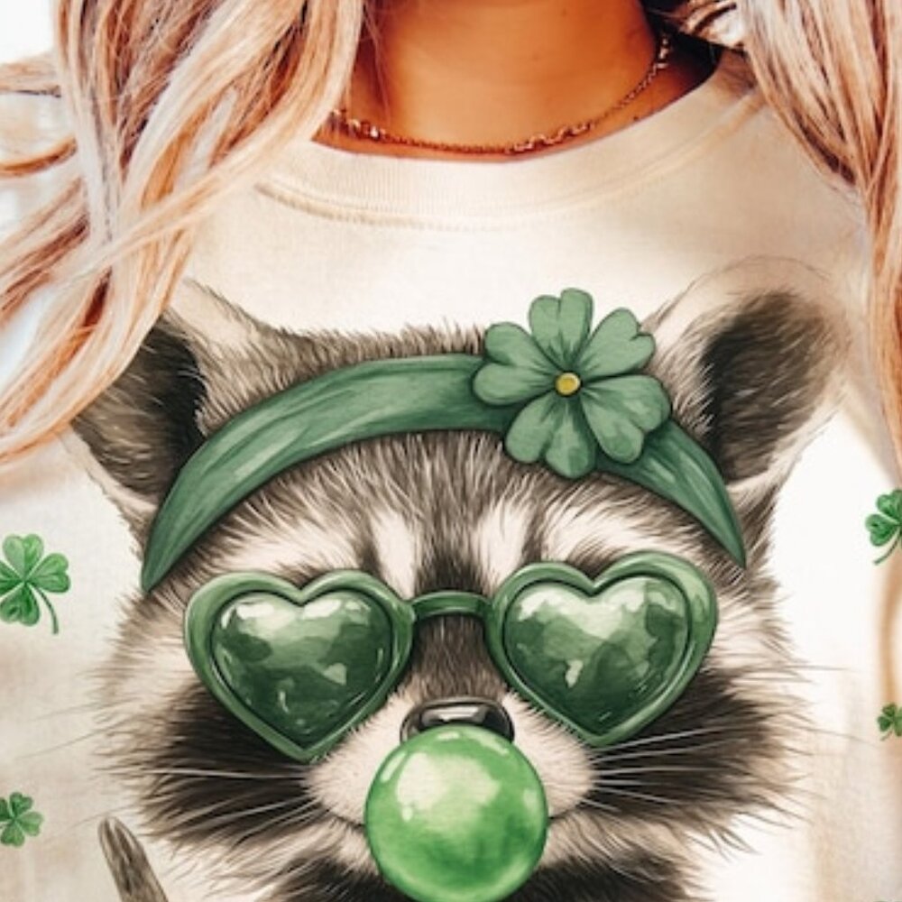 Funny Raccoon St. Patrick's Day T-shirt, Retro St Patricks Tee - Picture 3 of 4